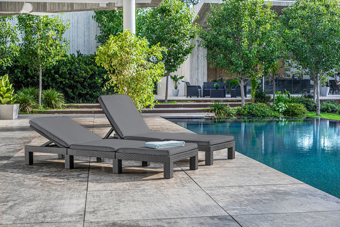 Allibert Daytona Deluxe Ligbed 65x195x25,5cm - 2 stuks - Grafiet