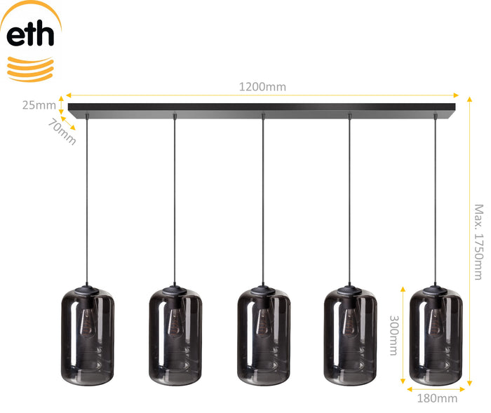 ETH Hanglamp The John 5 Lichts | Zwart