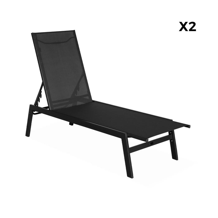 sweeek - Ligstoelen met meerdere posities textileen en metaal (set van