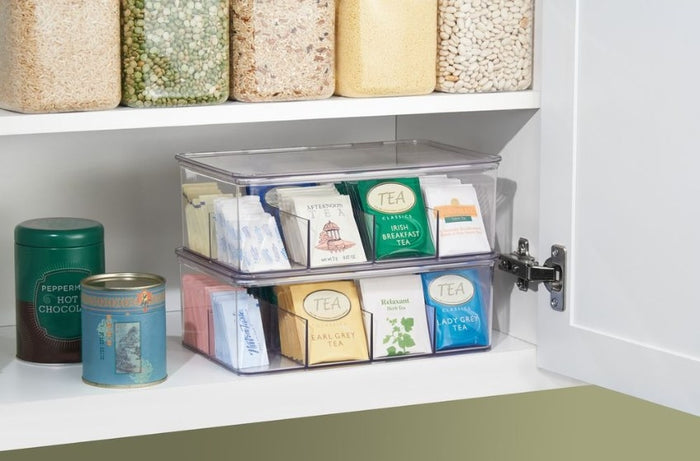 Theedoos, 8 Vakken, 27.3 x 18.4 x 9.5 cm, Kunststof, Transparant - iDe