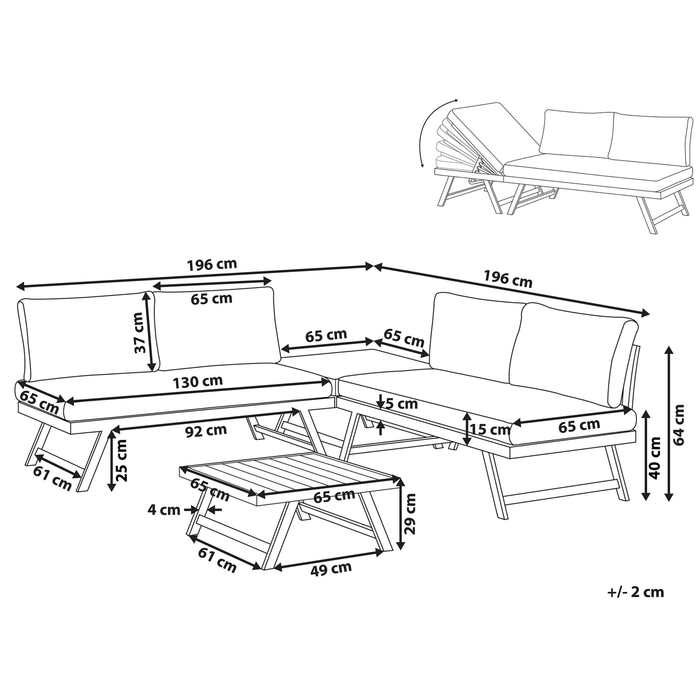 Beliani - COCCORINO - Tuinset - Grijs - Aluminium