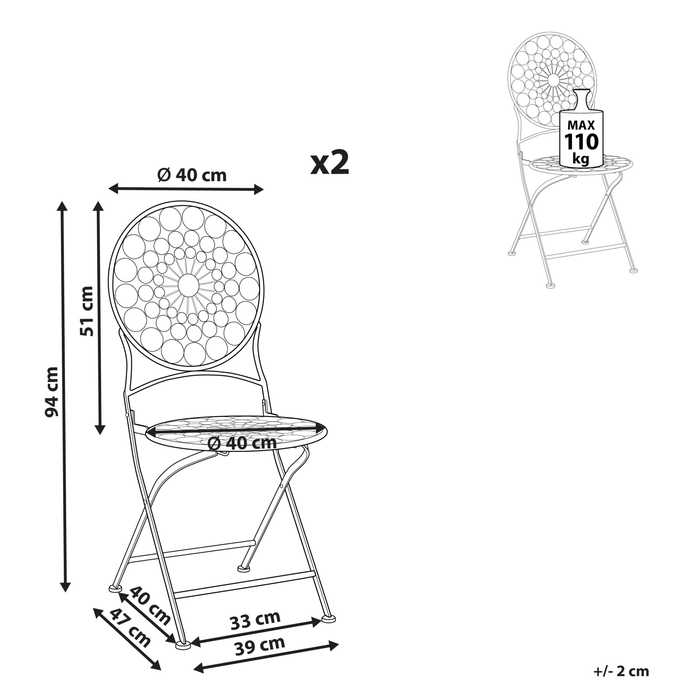 Beliani - SCARIO - Tuinstoelen set van 2 - Rood - IJzer
