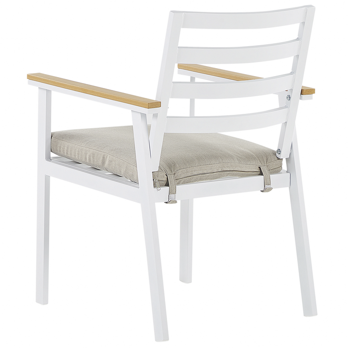 Beliani - CAVOLI - Tuinstoel set van 4 - Wit|Beige - Aluminium