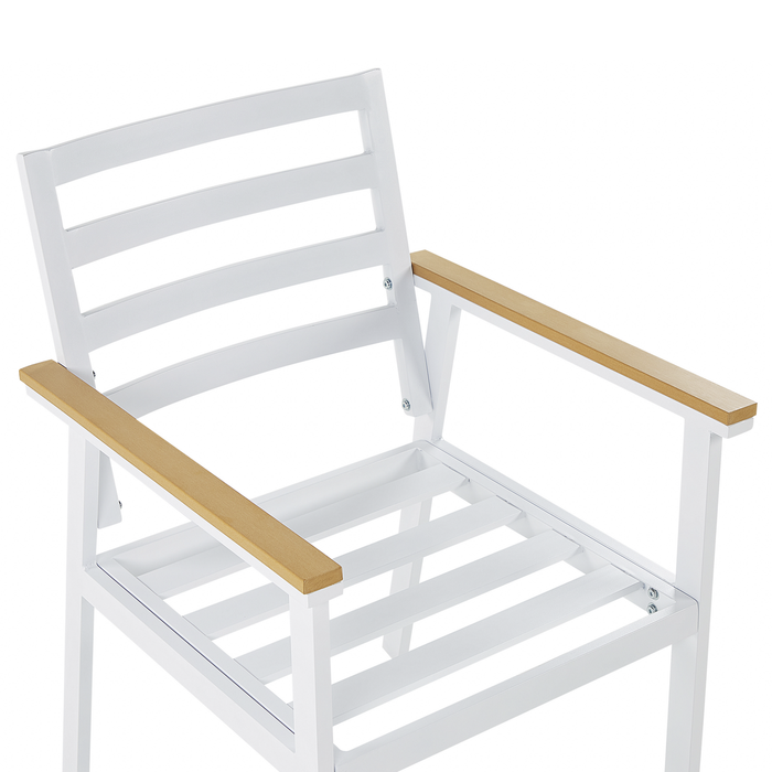 Beliani - CAVOLI - Tuinstoel set van 4 - Wit|Beige - Aluminium