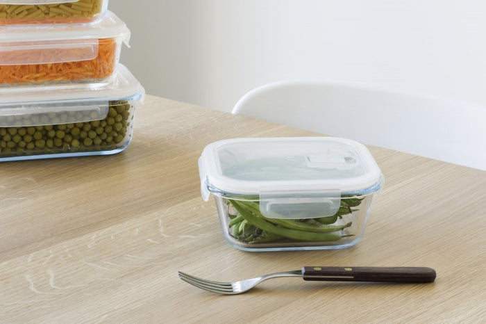 Vershoudbox, Vierkant, Glas, 0.8 L - Pebbly