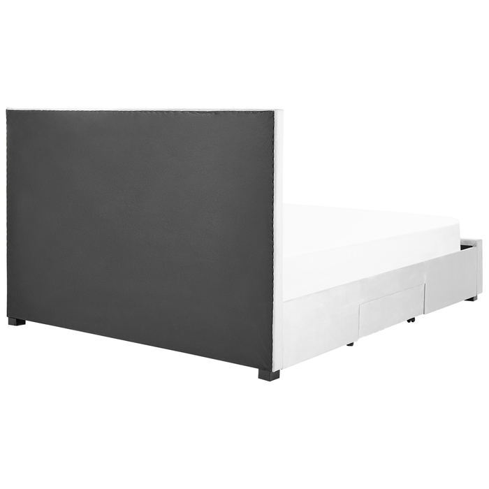 Beliani-LIEVIN-Bed met opbergruimte-Lichtgrijs-180 x 200 cm-Fluweel