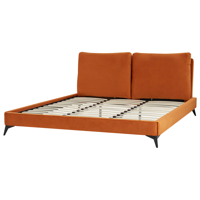 Beliani - MELLE - Tweepersoonsbed - Oranje - 180 x 200 cm - Fluweel