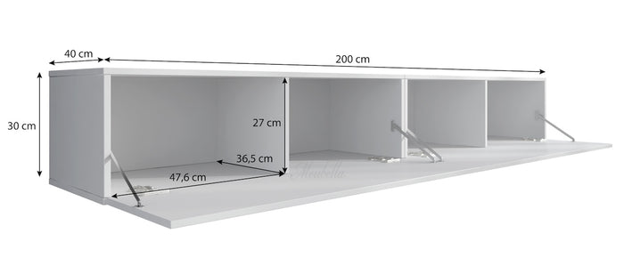 Meubella - TV-Meubel Flame - Wit - 200 cm