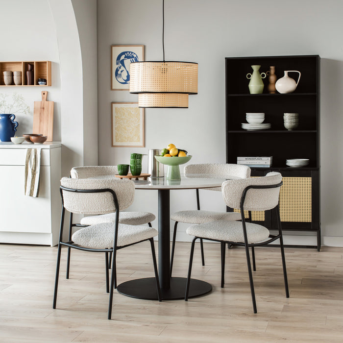 by fonQ Marble Eettafel Marmer - Ø 110 cm - Wit/Zwart