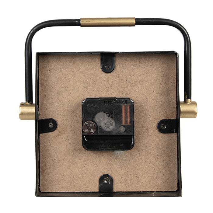 Clayre & Eef Tafelklok 19 cm Zwart Wit Ijzer Glas Tafelklokken Binnen