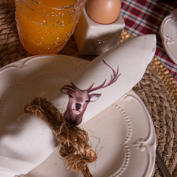 Clayre & Eef Servetten Katoen Set van 6 40x40 cm Beige Bruin Katoen