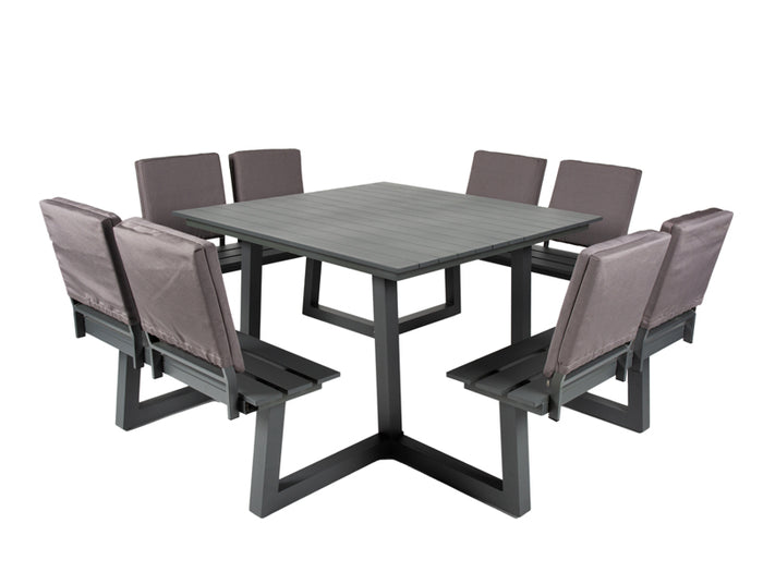 MaximaVida vierkante aluminium picknicktafel Dex 215 cm antraciet - 4