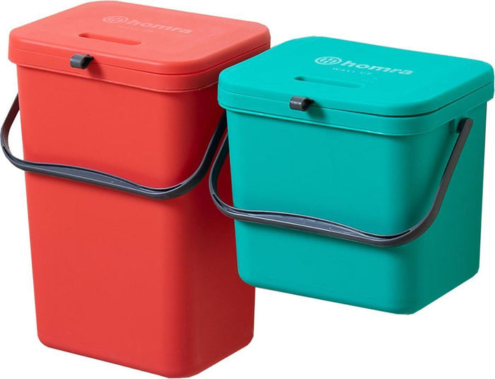 Homra Wall-Up inbouw prullenbak set - 8L + 12L - Groen & Rood