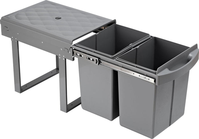 Homra Slide Inbouw Prullenbak - 2 vakken - 40L - Grijs