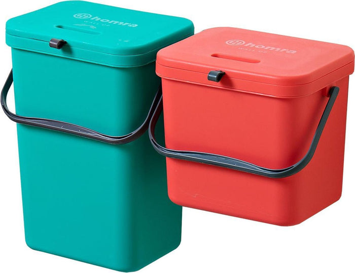 Homra Wall-Up inbouw prullenbak set - 8L + 12L - Rood & Groen