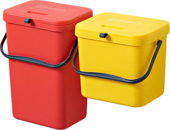 Homra Wall-Up inbouw prullenbak set - 8L + 12L - Geel & Rood