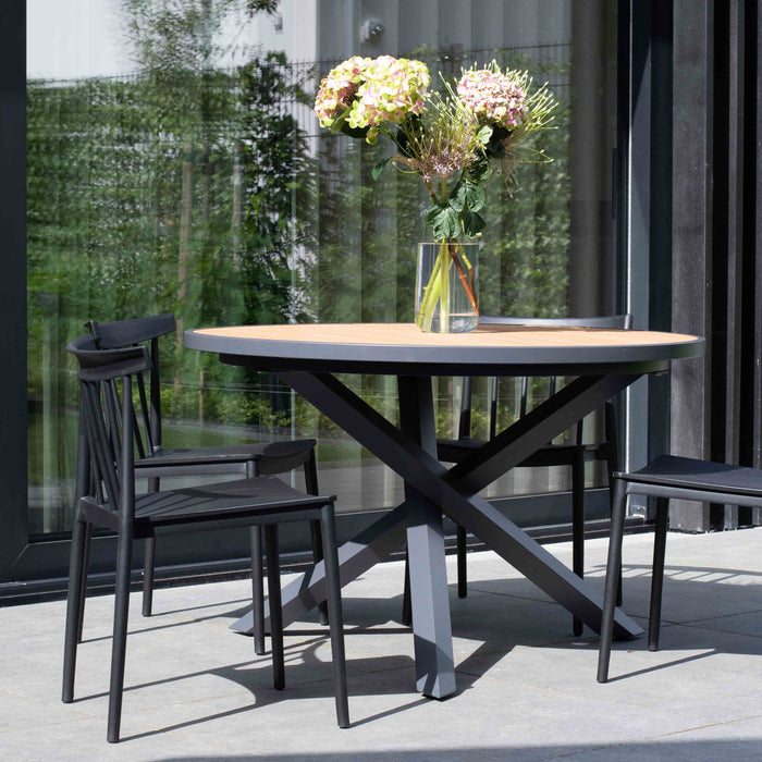 Giga Meubel - Tuinstoelen Stapelbaar - Zwart - Kunststof - Set van 2