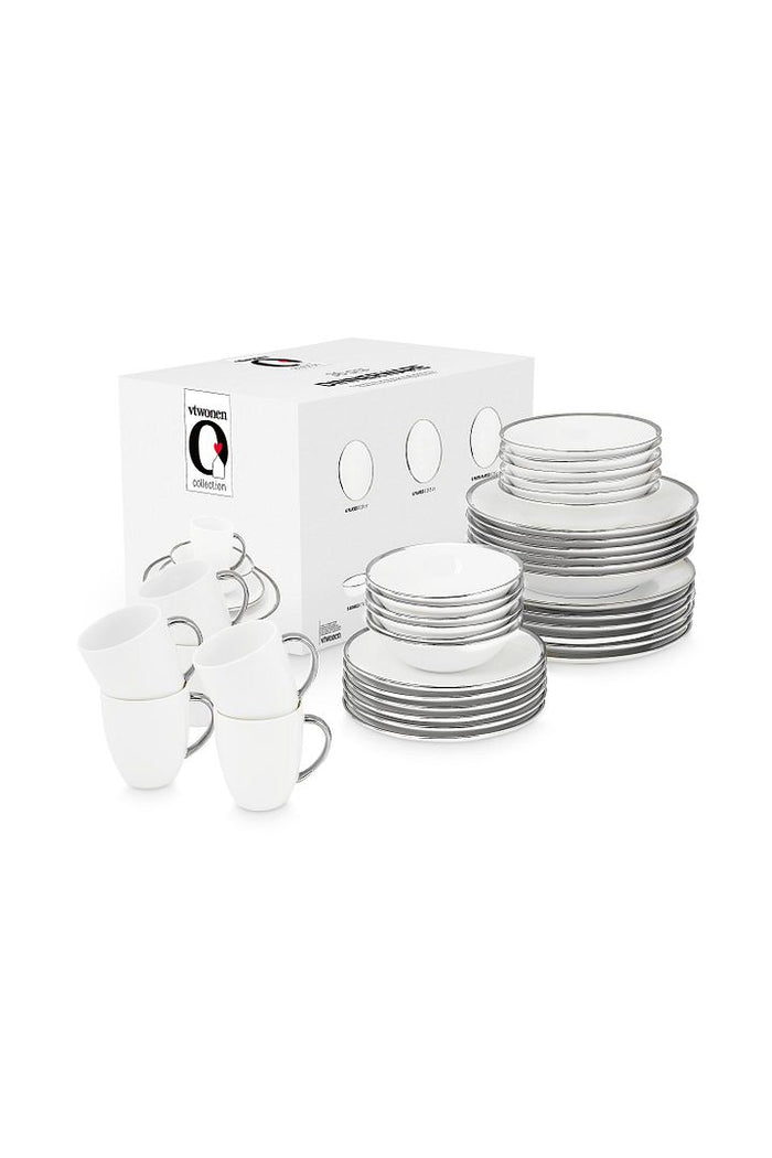 vtwonen Raw Serviesset 36-delig - Wit|zilver