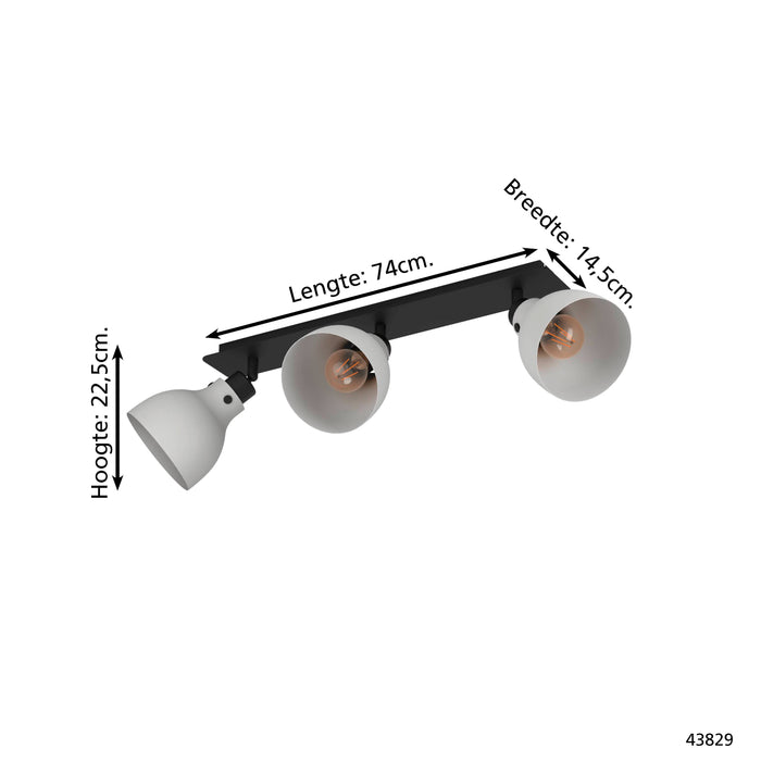 EGLO Matlock Spot - E27 - 74 cm - Grijs|Zwart - Staal