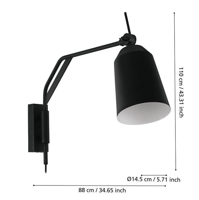 EGLO Loreto Wandlamp - Zwart