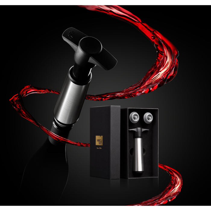 Vacu Vin Wine Saver RVS (1 Pomp, 2 Stoppers), Giftbox