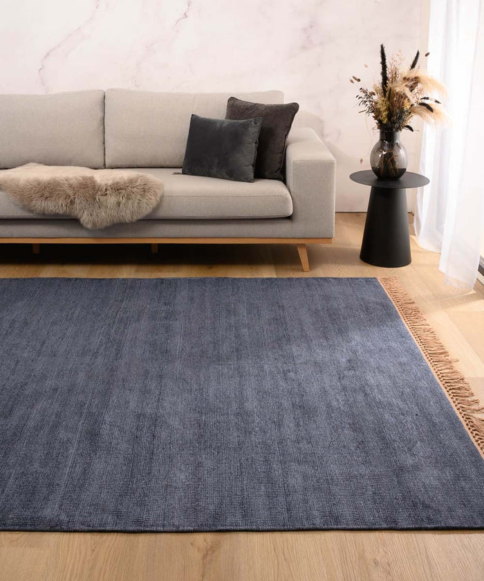 Tapeso Viscose vloerkleed - Gem blauw - 160x230 cm