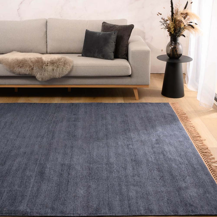 Tapeso Viscose vloerkleed - Gem blauw - 240x340 cm