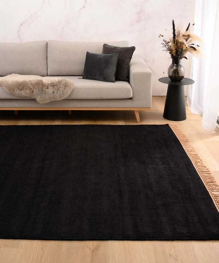 Tapeso Viscose vloerkleed - Gem zwart - 240x340 cm