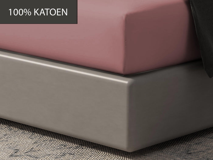 Hoeslaken - 100% natuurlijk katoen - 140x200 - oud roze