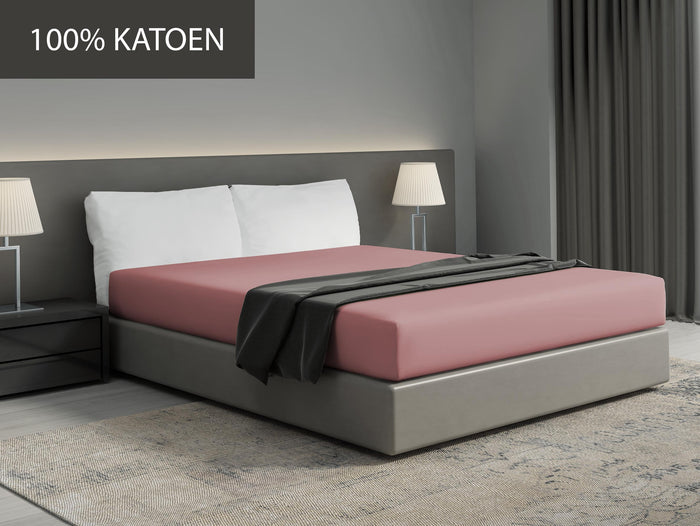 Hoeslaken - 100% natuurlijk katoen - 90x200 - oud roze
