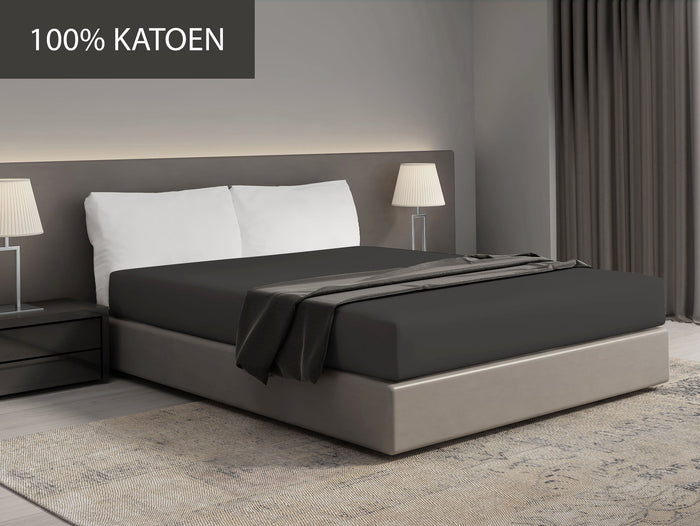 Hoeslaken - 100% natuurlijk katoen - 180x200 - antraciet