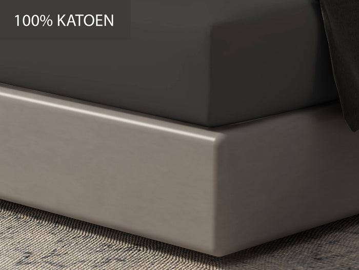 Hoeslaken - 100% natuurlijk katoen - 140x200 - antraciet