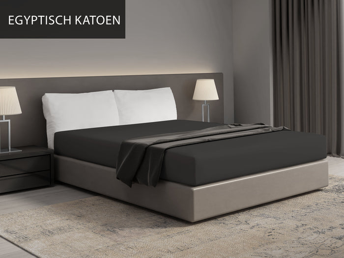Luxe hoeslaken Egyptisch Katoen - 180x200 - antraciet