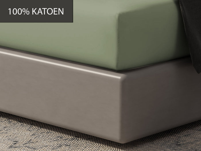 Hoeslaken - 100% natuurlijk katoen - 180x200 - oud groen