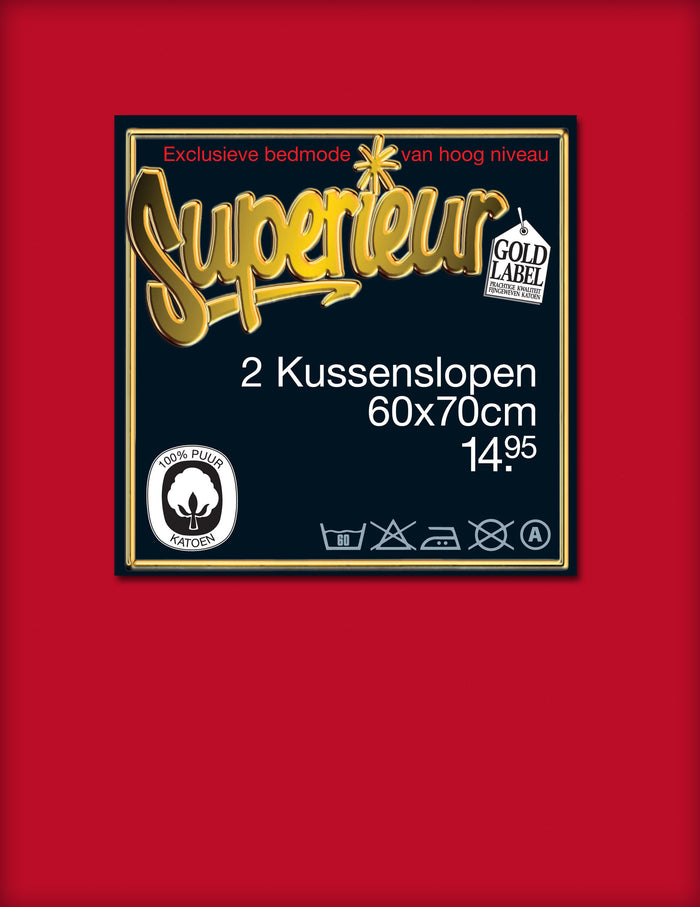 Superieur 100% Percaline katoen|Set van 2|Rode Kussensloop 60x70cm