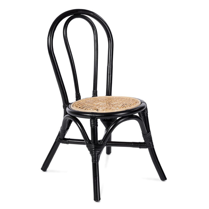 KidsDepot Stoeltje rotan - zwart - wit