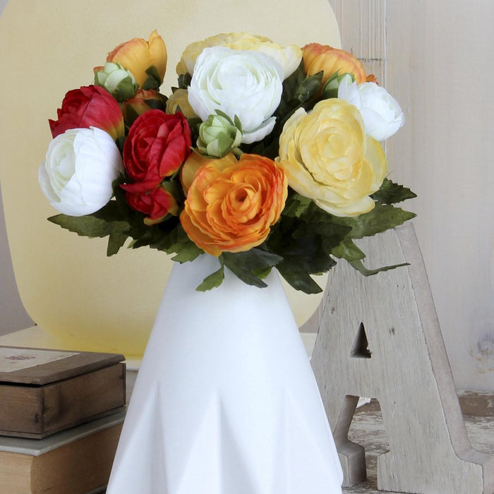 Mica Decorations Ranonkels Kunstbloemen Boeket - H22 x Ø19 cm - Oranje