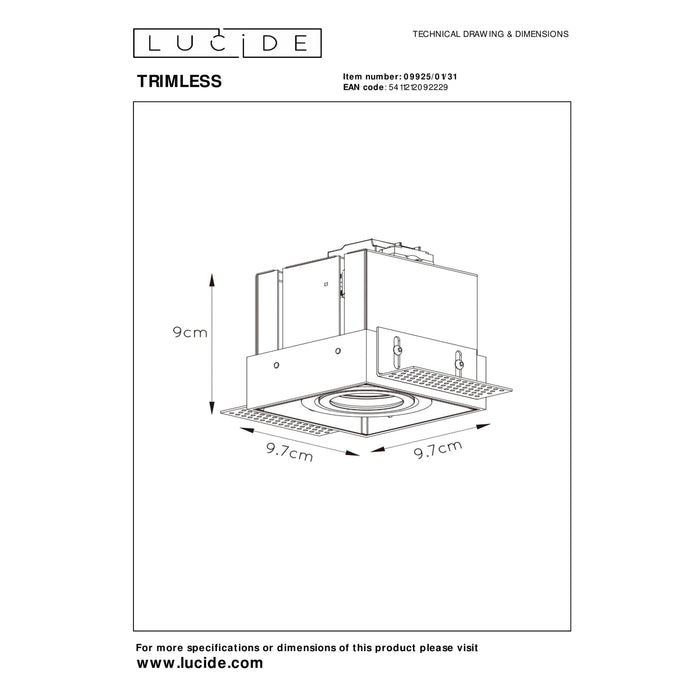 Lucide TRIMLESS - Inbouwspot - 1xGU10 - Wit
