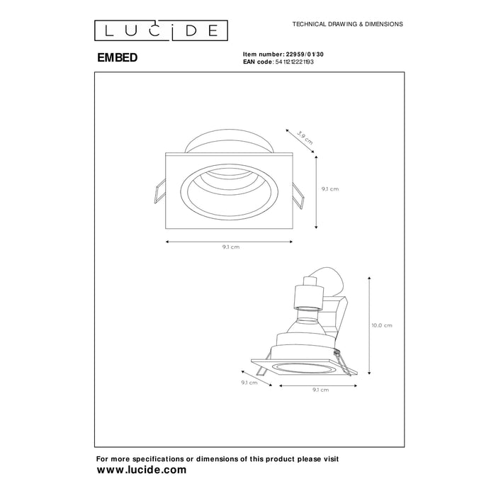 Lucide EMBED - Inbouwspot - 1xGU10 - Zwart