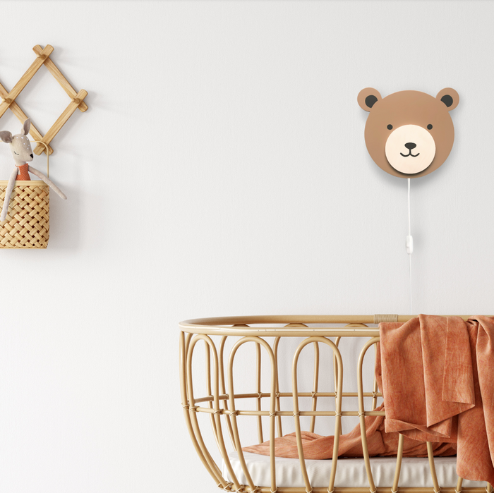 Houten wandlamp kinderkamer | Teddy - spiced honey
