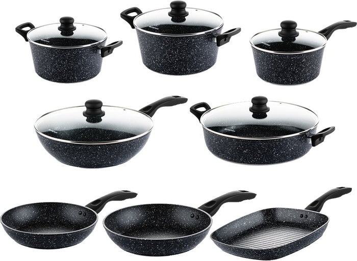 Westinghouse Pannenset – 13-delige complete Zwart Marmer Pannenset