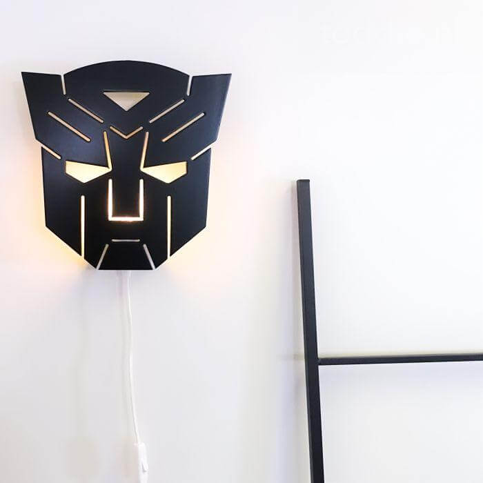 Houten wandlamp kinderkamer | Transformer - zwart