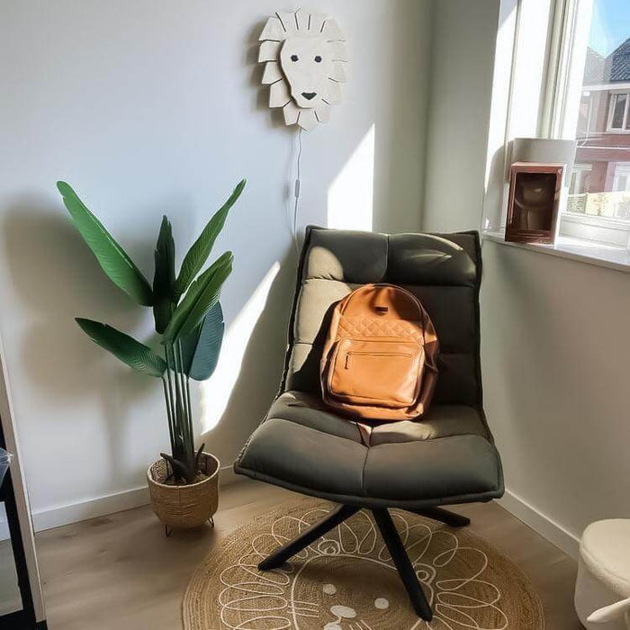 Houten wandlamp kinderkamer | Leeuw - blank