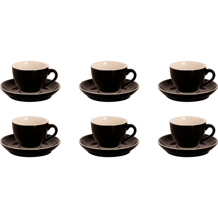 Palmer Cappuccinokop en schotel Colors 18 cl 14 cm Zwart 6 stuk(s)