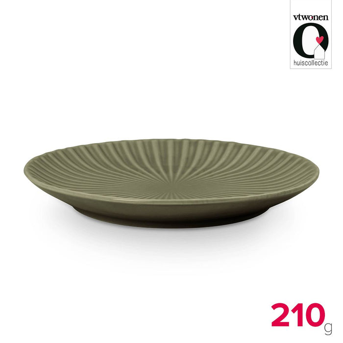 vtwonen Gebaksbordjes - Set van 6 - Porselein - Groen - Ø15cm