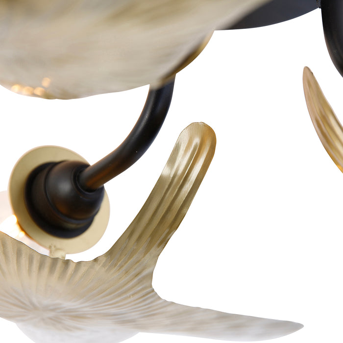 QAZQA Oosterse plafondlamp messing met zwart 3-lichts - Louka