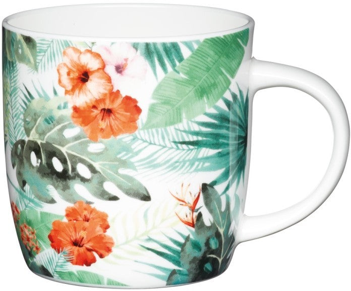 KitchenCraft - Set van 2 - Mok Palmbladeren - Porselein, Fine Bone Chi