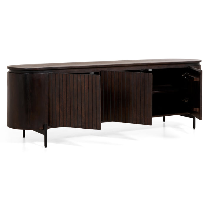 by fonQ Grand Tv-Meubel Donkerbruin Mangohout - B 175 cm