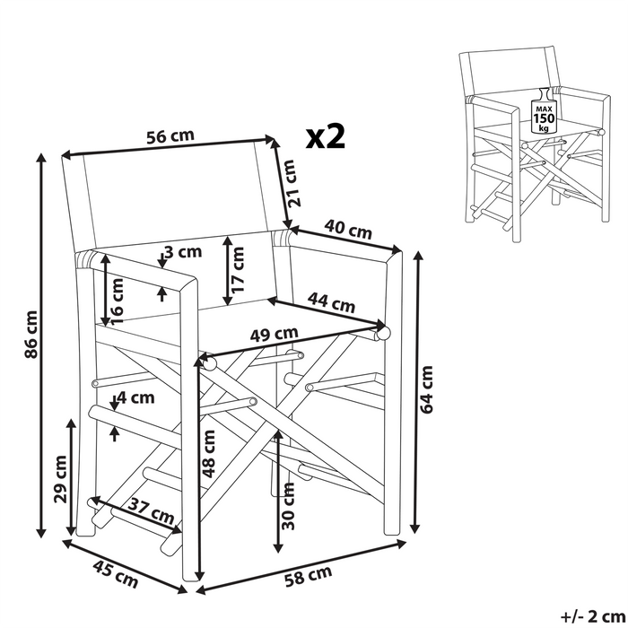 Beliani-MOLISE -Tuinstoel set van 2-Lichte houtkleur-Bamboehout