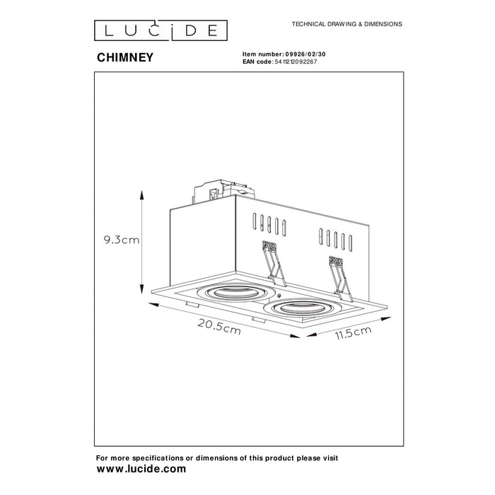 Lucide CHIMNEY - Inbouwspot - 2xGU10 - Zwart